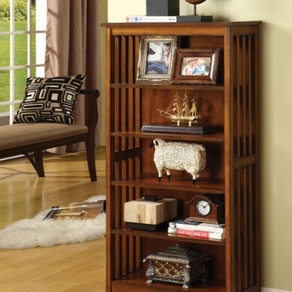 Furniture of America Valencia Transitional Solid with Wood Antique Oak Media Shelf Model CM-AC249