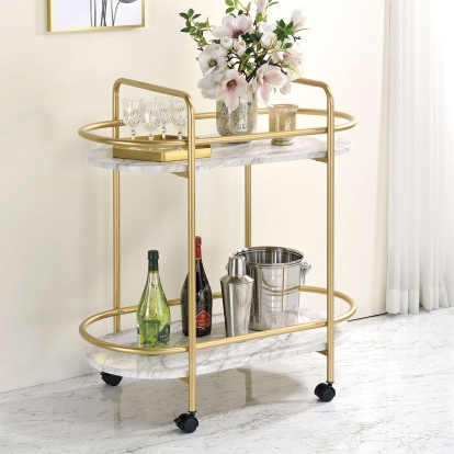 Becca Gold/White Serving Cart Model CM-AC257 by Furniture of America