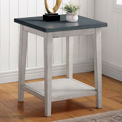 Banjar Antique White/Antique Blue Side Table Model CM-AC361BL by Furniture of America