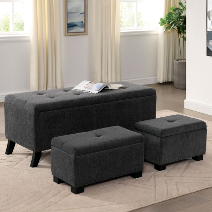 Clio Gray Storage Bench with Ottoman Model CM-AC395 by Furniture of America