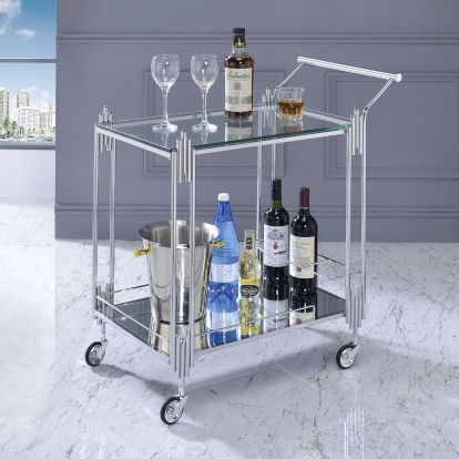 Ebba Chrome Serving Cart Model CM-AC537 by Furniture of America