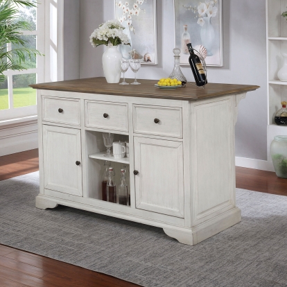 Scobey Oak/White Kitchen Island Model CM-AC566A-SET by Furniture of America