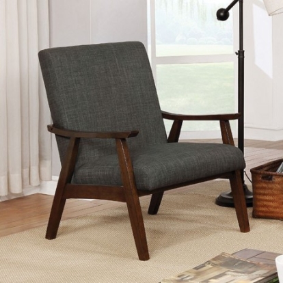 Furniture Of America Deena Mid-Century Modern Fabric, Wood, Others Dark Gray Accent Chair | CM-AC5708DG