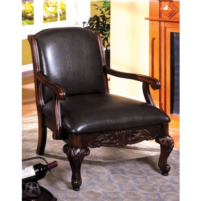 Sheffield Antique Dark Cherry Accent Chair Model CM-AC6177-PU by Furniture of America