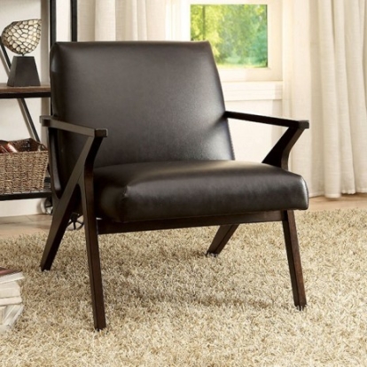 Furniture of America Margaux Contemporary Leatherette Dark Brown Accent Chair Model CM-AC6265BR