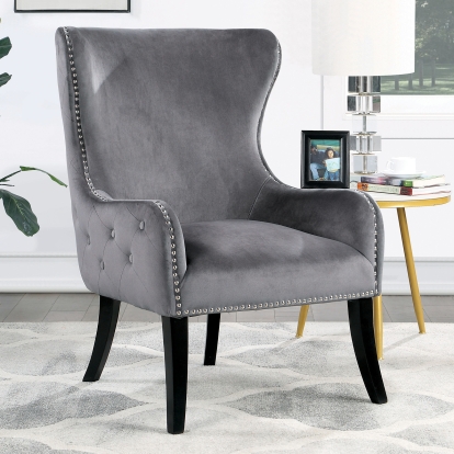 Soledad Gray Accent Chair Model CM-AC671GY by Furniture of America