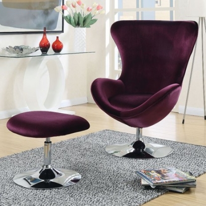 Furniture of America Eloise Contemporary Flannelette Metal Purple Chair with Ottoman Model CM-AC6841