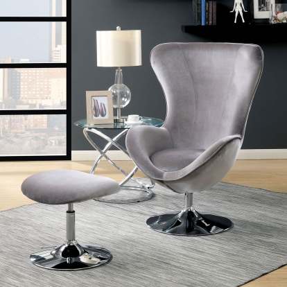 Shelia Gray Accent Chair with Ottoman Model CM-AC6841GY by Furniture of America