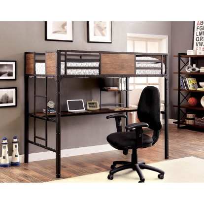 Clapton Black Twin Bed with Workstation Model CM-BK029TD by Furniture of America