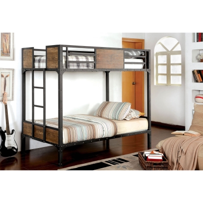 Clapton Black Twin/Twin Bunk Bed Model CM-BK029TT by Furniture of America