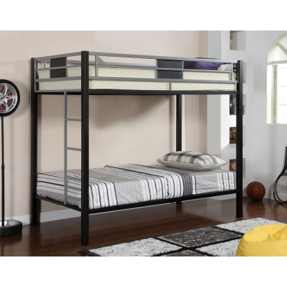 Clifton Silver/Gun Metal Twin/Twin Bunk Bed Model CM-BK1021 by Furniture of America