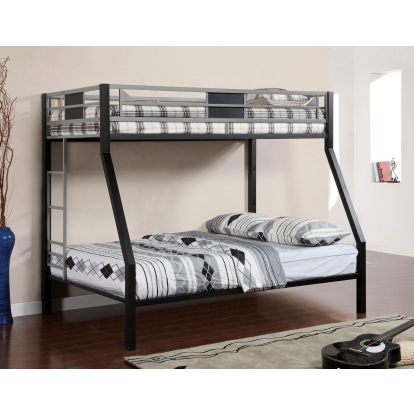 Clifton Silver/Gun Metal Twin/Full Bunk Bed Model CM-BK1022 by Furniture of America