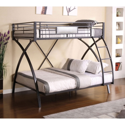 Apollo Gun Metal/Chrome Twin/Full Bunk Bed Model CM-BK1029 by Furniture of America