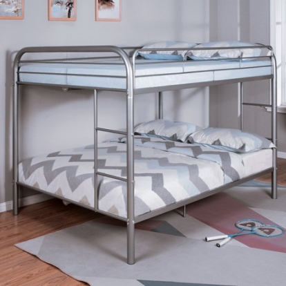 Furniture of America Finnerty Contemporary Metal Silver Full-Full Bunk Bed Model CM-BK1032SV-FF-BED