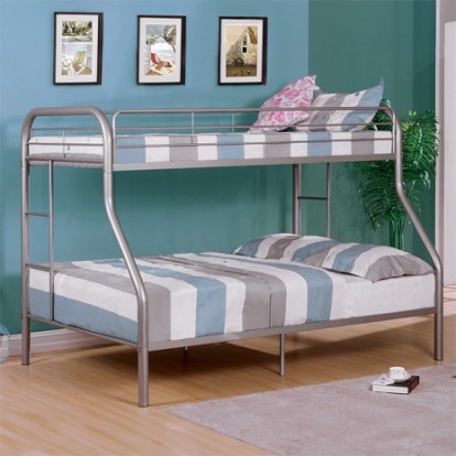 Furniture of America Finnerty Contemporary Metal Silver Twin-Full Bunk Bed Model CM-BK1032SV-TF-BED