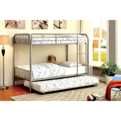 Rainbow Silver Metal Twin/Twin Bunk Bed Model CM-BK1035SV by Furniture of America