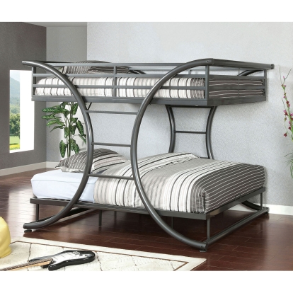 Lexis Gun Metal Full/Full Bunk Bed Model CM-BK1036GM-BED by Furniture of America
