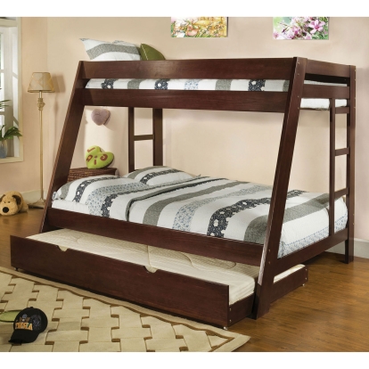 Arizona Dark Walnut Twin/Full Bunk Bed Model CM-BK358EXP-BED by Furniture of America