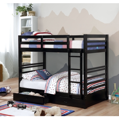 California Black Twin/Twin Bunk Bed Model CM-BK588T-BK-BED by Furniture of America