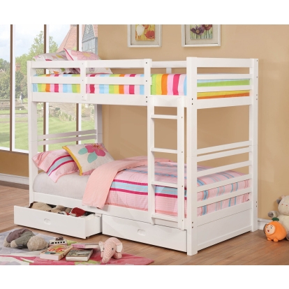 California White Twin/Twin Bunk Bed Model CM-BK588T-WH-BED by Furniture of America