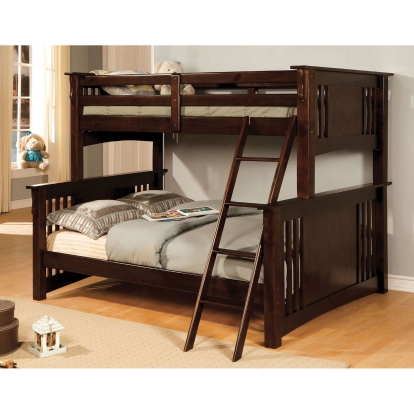 Spring Creek Dark Walnut Twin/Full Bunk Bed Model CM-BK602F-EXP-BED by Furniture of America