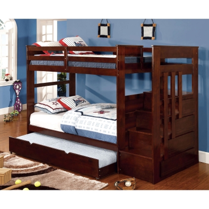 Woodridge Dark Walnut Twin/Twin Bunk Bed Model CM-BK612-BED by Furniture of America