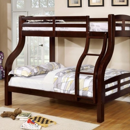 Furniture of America Solpine Transitional Solid with Wood Veneer Espresso Twin-Full Bunk Bed Model CM-BK618EX-BED