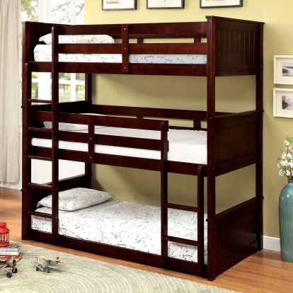 Therese Dark Walnut Twin Triple Decker Bed Model CM-BK628-BED by Furniture of America