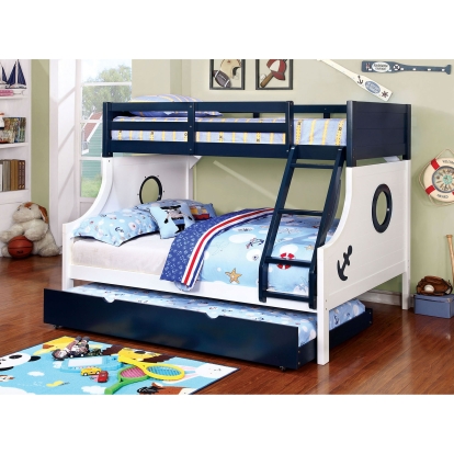 Nautia Blue/White Twin/Full Bunk Bed Model CM-BK629-BED by Furniture of America