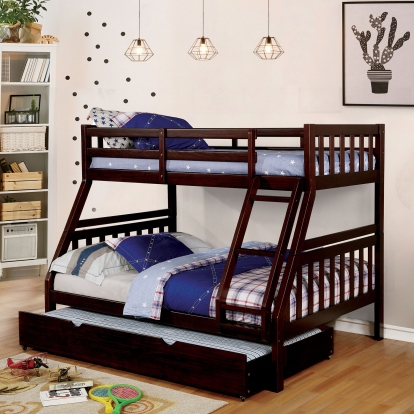 Emilie Dark Walnut Twin/Full Bunk Bed Model CM-BK633EX-TF-BED by Furniture of America