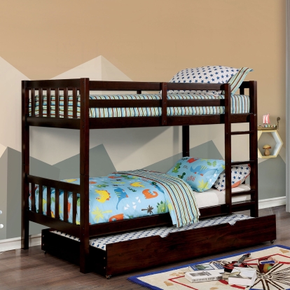 Emilie Dark Walnut Twin/Twin Bunk Bed Model CM-BK633EX-TT-BED by Furniture of America