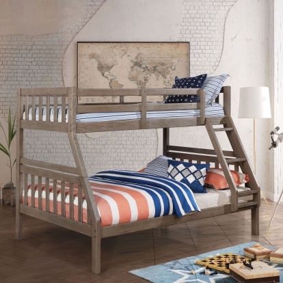 Emilie Wire-Brushed Warm Gray Twin/Full Bunk Bed Model CM-BK633GY-TF-BED by Furniture of America