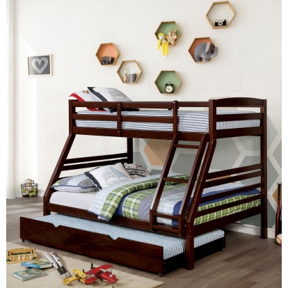 Elaine Dark Walnut Twin/Full Bunk Bed Model CM-BK634EX-TF-BED by Furniture of America