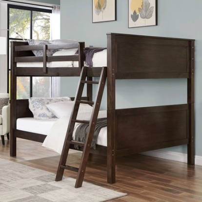 Furniture of America Stamos Transitional Solid with Wood Walnut Full-Full Bunk Bed Model CM-BK658WN-FF-BED