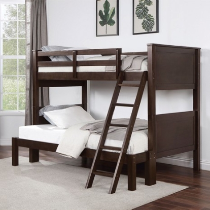 Furniture Of America Stamos Transitional Solid Wood, Others Walnut Twin/Full Bunk Bed | CM-BK658WN-TF-BED