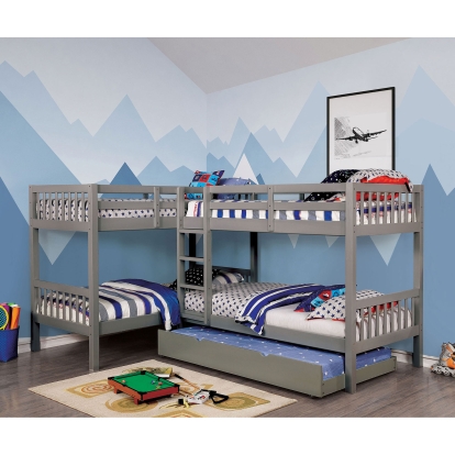 Marquette Gray Quadruple Twin Bunk Bed Model CM-BK904GY-BED by Furniture of America