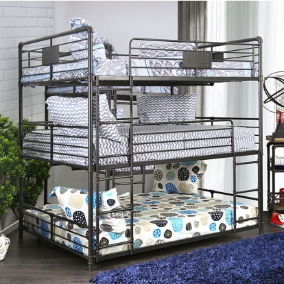Olga Antique Black Twin/Twin/Twin Bunk Bed Model CM-BK912-BED by Furniture of America