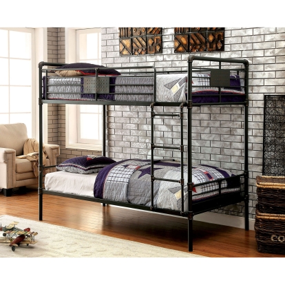 Olga Antique Black Metal Twin/Twin Bunk Bed Model CM-BK913 by Furniture of America
