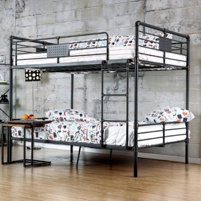Furniture of America Olga Industrial Metal Antique Black Full-Full Bunk Bed Model CM-BK913FF-BED