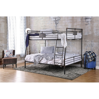 Olga Antique Black Full/Queen Bunk Bed Model CM-BK913FQ-BED by Furniture of America