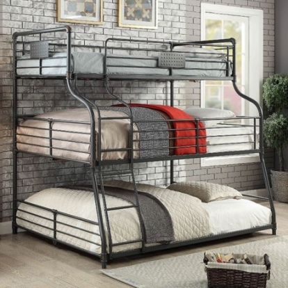 Furniture of America Olga Industrial Metal Antique Black Twin-Full-Queen Bunk Bed Model CM-BK918-BED