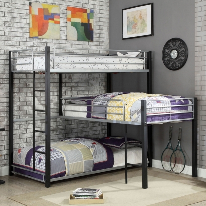 Aubrey Sand Black Twin Triple Decker Bed Model CM-BK919-BED by Furniture of America