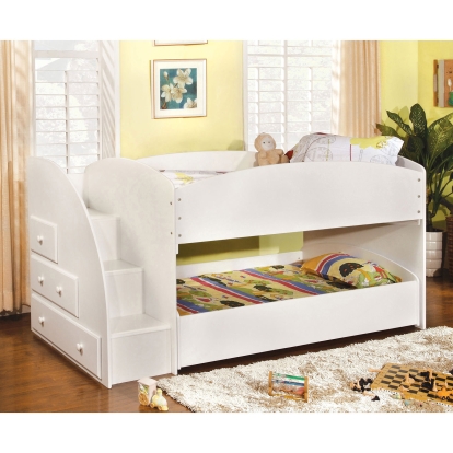 Merritt White Twin/Twin Bunk Bed Model CM-BK921WH-T-BED by Furniture of America