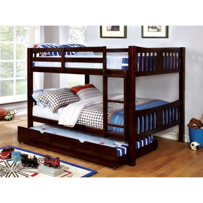 Cameron Dark Walnut Full/Full Bunk Bed Model CM-BK929F-EX-BED by Furniture of America