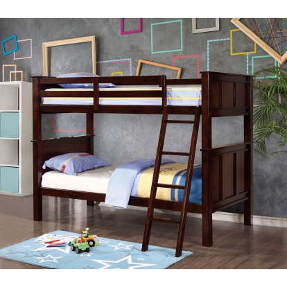 Gracie Dark Walnut Twin/Twin Bunk Bed Model CM-BK930TT-BED by Furniture of America