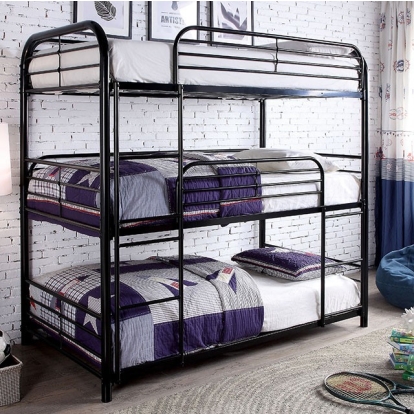 Opal Black Twin Triple Decker Bed Model CM-BK937BK by Furniture of America