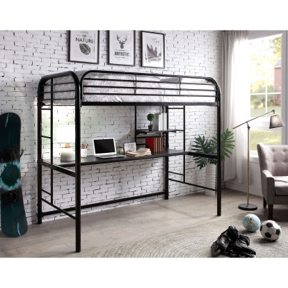 Opal Black Twin Loft Bed Model CM-BK938BK by Furniture of America
