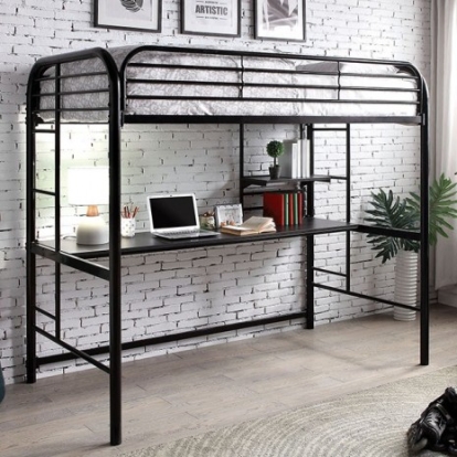 Furniture of America Opal Contemporary Metal Black Twin Loft Bed Model CM-BK938BK