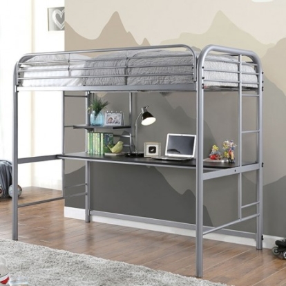 Furniture Of America Opal Contemporary Metal Silver Twin Loft Bed | CM-BK938SV
