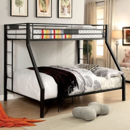 Furniture of America Claren Contemporary Metal Black Twin Xl-Queen Bunk Bed Model CM-BK939TQ-BED